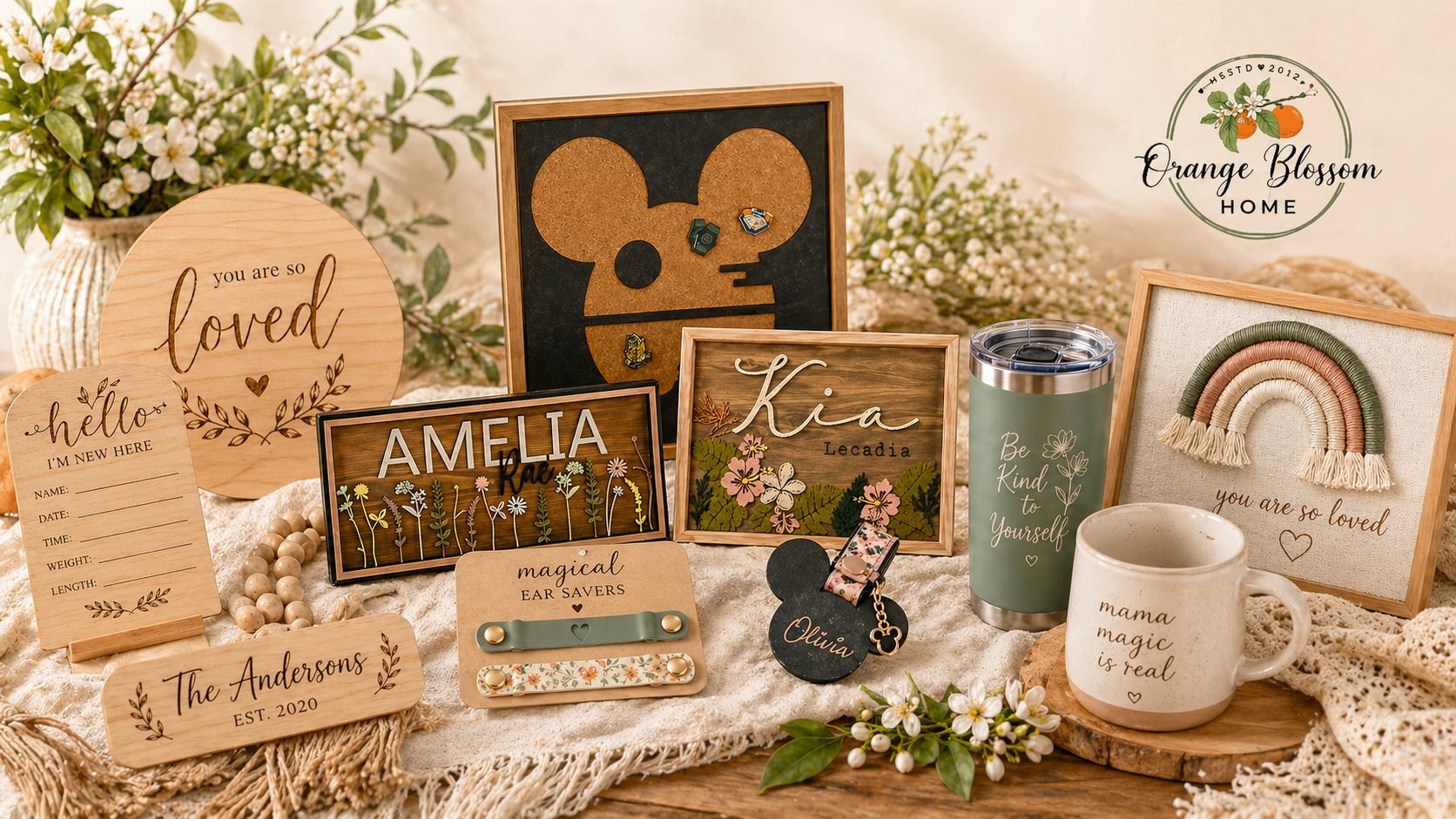 Orange Blossom Home creates handcrafted home decor, including personalized wood signs, family name signs, faith-inspired decor, custom picture frames, seasonal accents, and meaningful handmade gifts.
